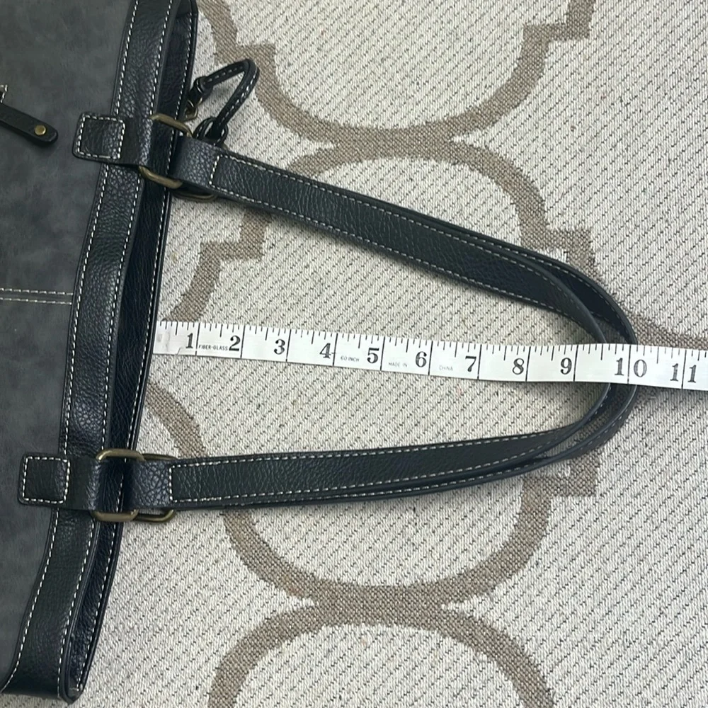 BOC vegan leather multiple pockets Black Gray shoulder tote Bag - Picture 17 of 17